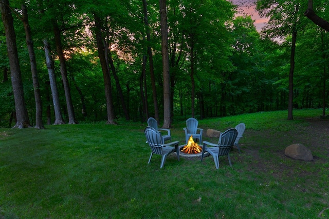 8580 Maple View Dr, Cologne, MN 55322 - view of grassy yard featuring an outdoor fire pit