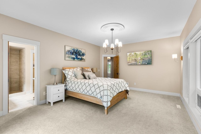 8580 Maple View Dr, Cologne, MN 55322 - bedroom featuring light carpet, a chandelier, and baseboards