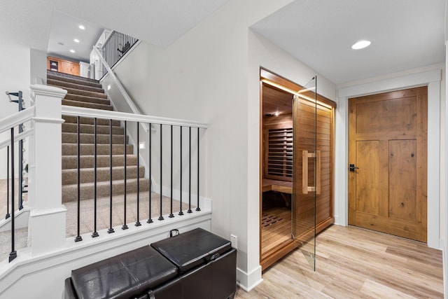 8580 Maple View Dr, Cologne, MN 55322 - stairs featuring wood finished floors and recessed lighting