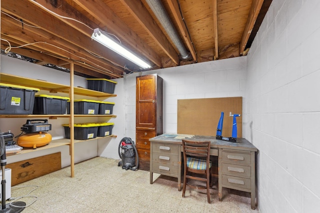 7674 Ideal Ave S, Cottage Grove, MN 55016 - office area with tile patterned floors and concrete block wall