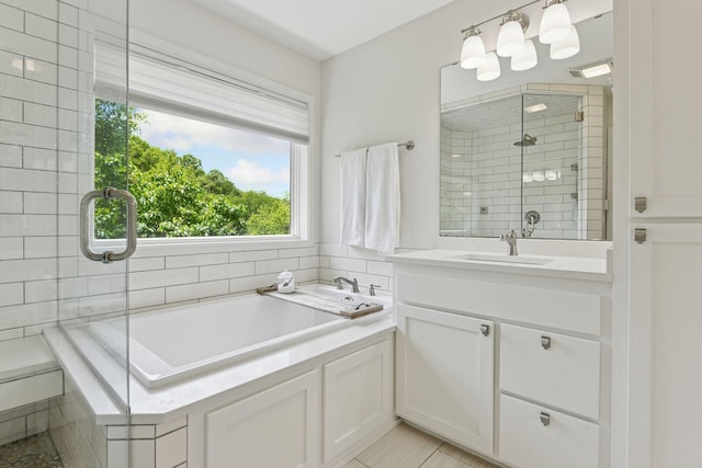 9375 Cold Stream Ln, Eden Prairie, MN 55347 - full bathroom featuring a stall shower, a bath, and vanity