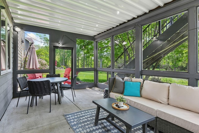 9375 Cold Stream Ln, Eden Prairie, MN 55347 - sunroom with an outdoor hangout area and outdoor dining space