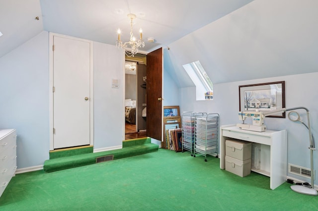 1511 Colleen Ave, Arden Hills, MN 55112 - carpeted office featuring lofted ceiling, a chandelier, and a skylight