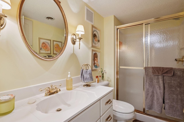 1511 Colleen Ave, Arden Hills, MN 55112 - full bathroom featuring a shower stall, toilet, vanity, and a textured ceiling