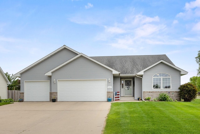 2101 Blake Ave, Lester Prairie, MN 55354 - ranch-style home featuring brick siding, an attached garage, driveway, and a shingled roof