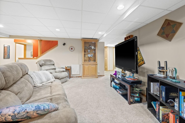 2101 Blake Ave, Lester Prairie, MN 55354 - living area with carpet, recessed lighting, and a paneled ceiling