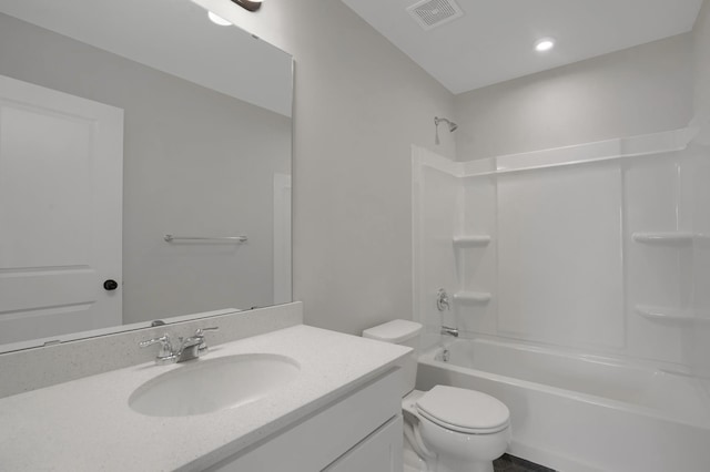 10664 29th St NE, Saint Michael, MN 55376 - full bathroom featuring vanity,  shower combination, toilet, and recessed lighting