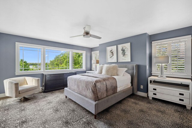 17209 Grays Bay Blvd, Minnetonka, MN 55391 - bedroom featuring dark colored carpet, baseboards, and ceiling fan
