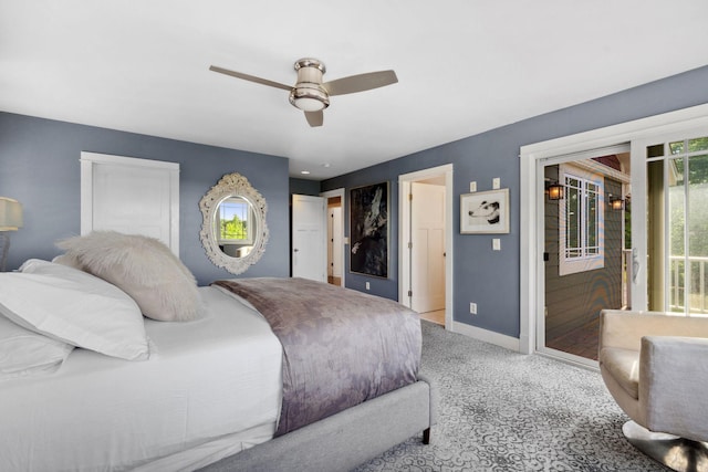 17209 Grays Bay Blvd, Minnetonka, MN 55391 - carpeted bedroom featuring access to exterior, baseboards, and a ceiling fan