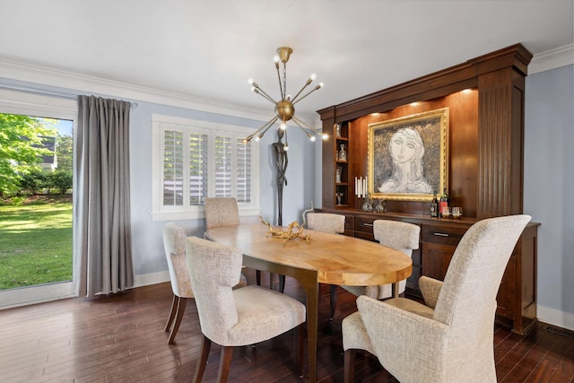 17209 Grays Bay Blvd, Minnetonka, MN 55391 - dining room featuring a chandelier, plenty of natural light, baseboards, and crown molding