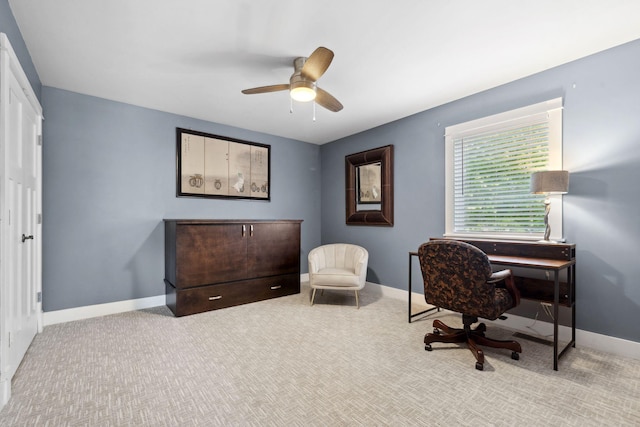 17209 Grays Bay Blvd, Minnetonka, MN 55391 - office area with baseboards, a ceiling fan, and carpet flooring