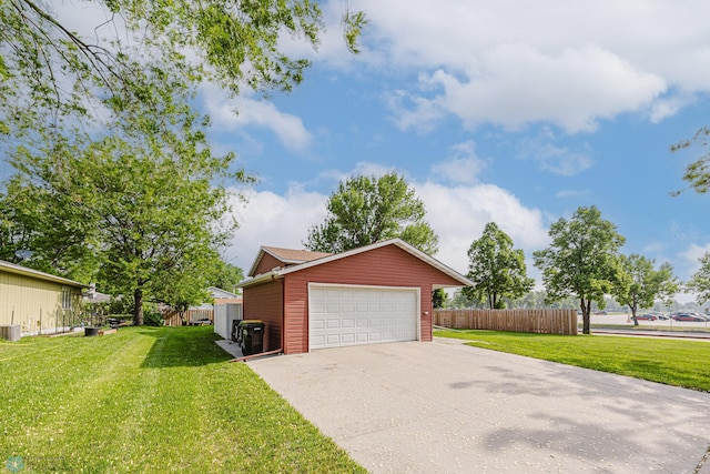 838 8th Ave E, West Fargo, ND 58078 - view of home's exterior featuring an outdoor structure, concrete driveway, central air condition unit, and a garage