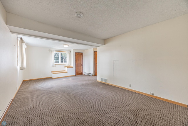 838 8th Ave E, West Fargo, ND 58078 - unfurnished room featuring baseboard heating, baseboards, light carpet, and a textured ceiling