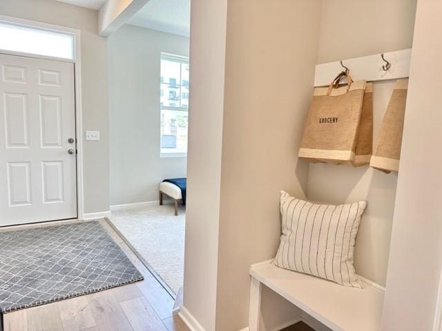 906 Woodlawn Ave Unit D, Saint Paul, MN 55116 - mudroom featuring baseboards and wood finished floors
