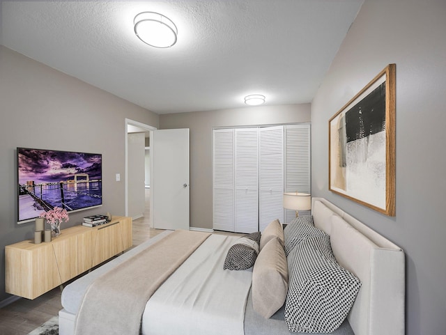 10720 Rockford Rd Unit 113, Plymouth, MN 55442 - bedroom featuring wood finished floors, a closet, and a textured ceiling