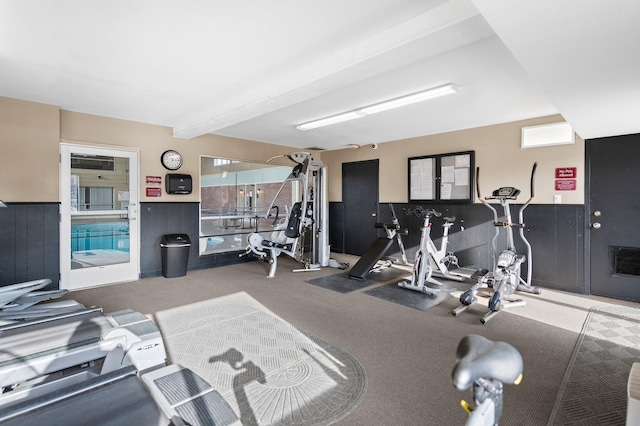 10720 Rockford Rd Unit 113, Plymouth, MN 55442 - gym with carpet flooring and wainscoting