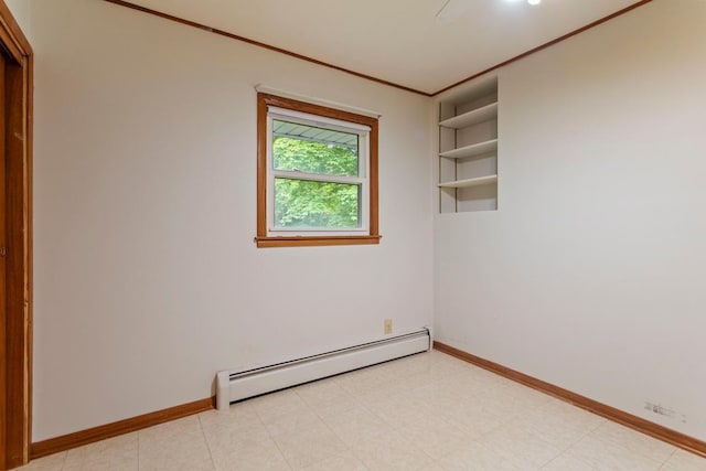 8309 39th St N, Lake Elmo, MN 55042 - spare room featuring a baseboard radiator, crown molding, and baseboards