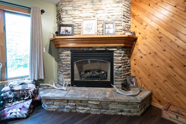 1941 230th St, Saint Croix Falls, WI 54024 - detailed view of a stone fireplace and wood finished floors