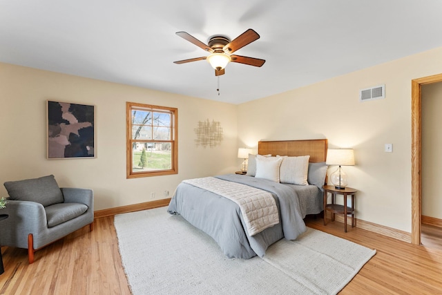 2701 Princeton Ave, Saint Louis Park, MN 55416 - bedroom featuring baseboards, light wood-type flooring, and a ceiling fan