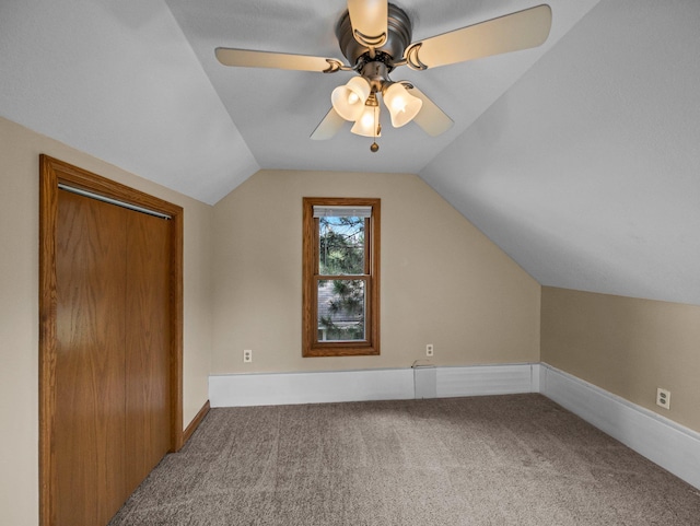 5252 5th St NE, Columbia Heights, MN 55421 - bonus room with carpet floors, lofted ceiling, and a ceiling fan