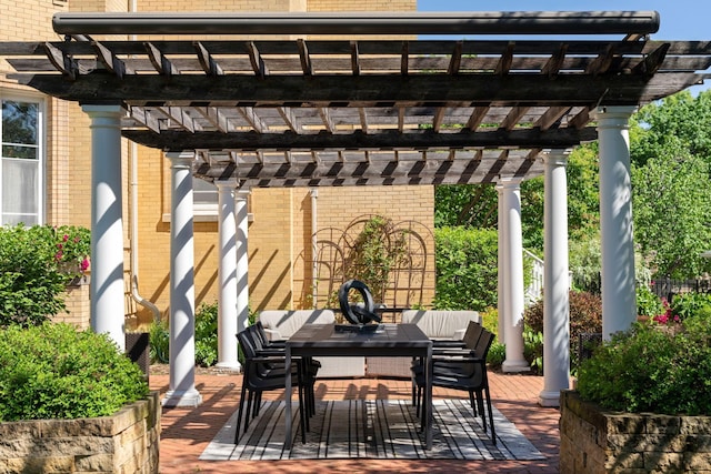 226 Grotto St S, Saint Paul, MN 55105 - wooden deck featuring a pergola and outdoor dining space
