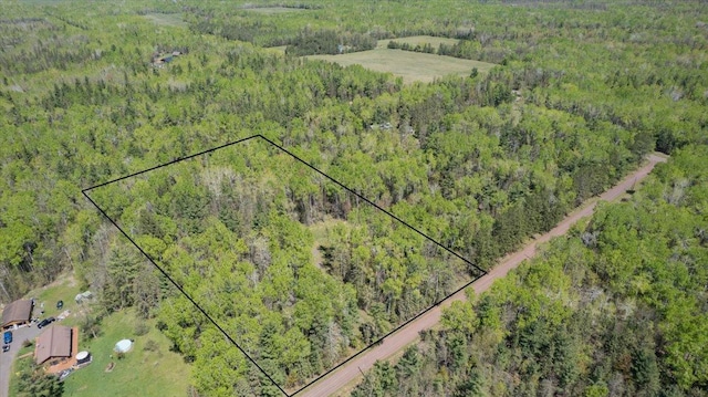 1437 Severson Rd, Summit Twp, WI 54836 - aerial view of property and surrounding area with a forest and property boundaries highlighted