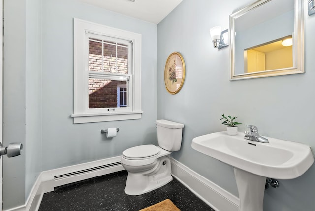 4705 Lyndale Ave S, Minneapolis, MN 55419 - bathroom featuring a baseboard heating unit, toilet, and baseboards