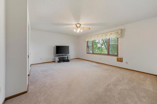 425 Franklin St, Morristown, MN 55052 - unfurnished living room with carpet flooring, baseboards, a ceiling fan, and a textured ceiling