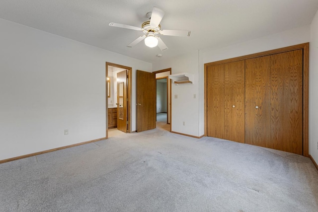 425 Franklin St, Morristown, MN 55052 - unfurnished bedroom with light colored carpet, a closet, baseboards, and a ceiling fan