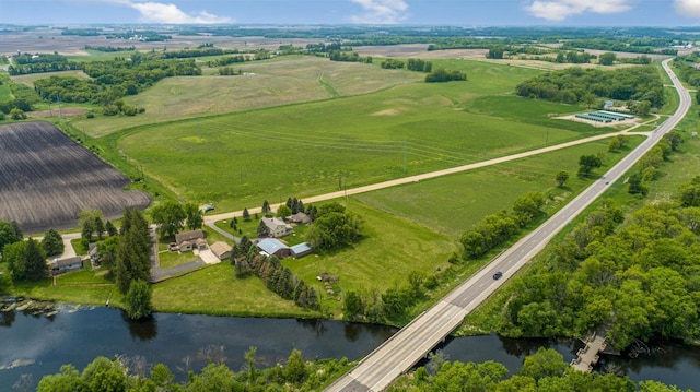 425 Franklin St, Morristown, MN 55052 - aerial view of property and surrounding area featuring rural landscape and a nearby body of water