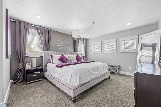 18117 Cherry Creek Ln, Erie Twp, MN 56501 - bedroom with carpet, baseboards, a textured ceiling, and recessed lighting