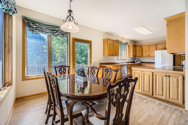 1110 Lia Ct, Northfield, MN 55057 - dining room with light wood-style flooring and a textured ceiling