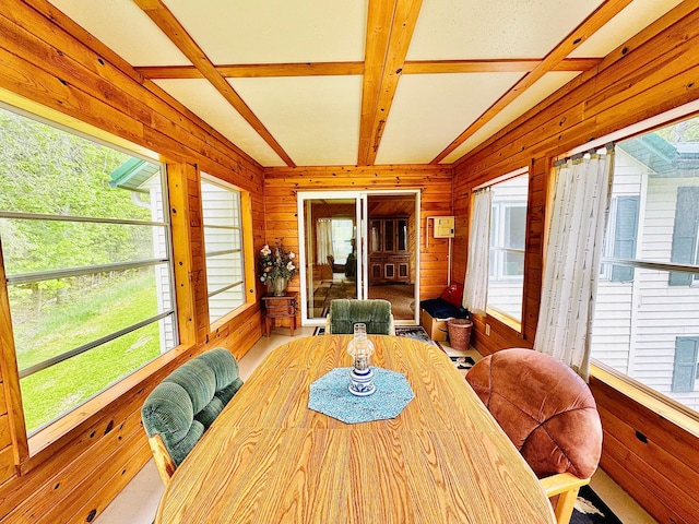 49091 County Road 134, Lake Jessie Twp, MN 56637 - dining area with plenty of natural light and wooden walls