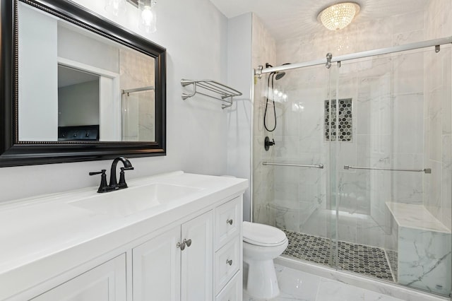 2035 123rd Ave NW, Coon Rapids, MN 55448 - bathroom with a marble finish shower, toilet, and vanity