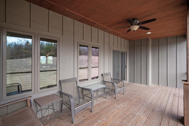 8530 Fir St, Greenfield, MN 55373 - wooden terrace with ceiling fan and french doors