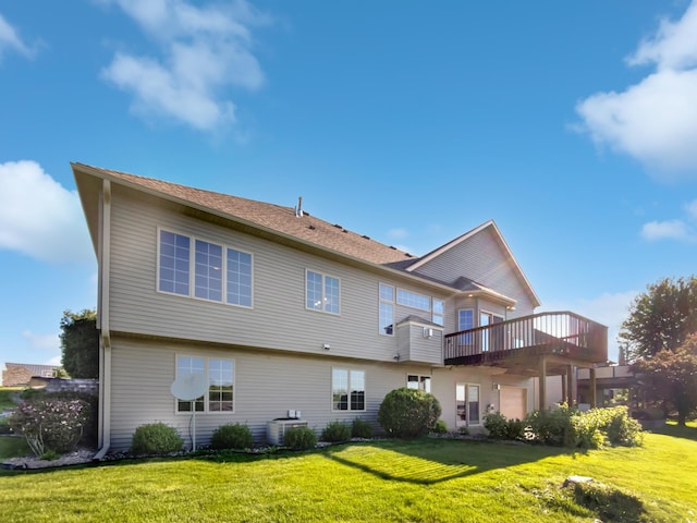 1101 Golfers Ct SE, Rochester, MN 55904 - rear view of house with a lawn, a wooden deck, and cooling unit