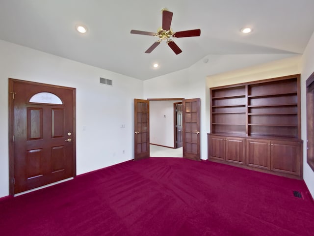 1101 Golfers Ct SE, Rochester, MN 55904 - unfurnished bedroom with vaulted ceiling, carpet, recessed lighting, and ceiling fan