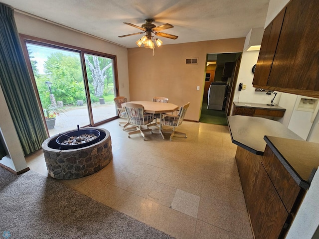 103 4th St S, Fairmount, ND 58030 - dining room featuring a ceiling fan