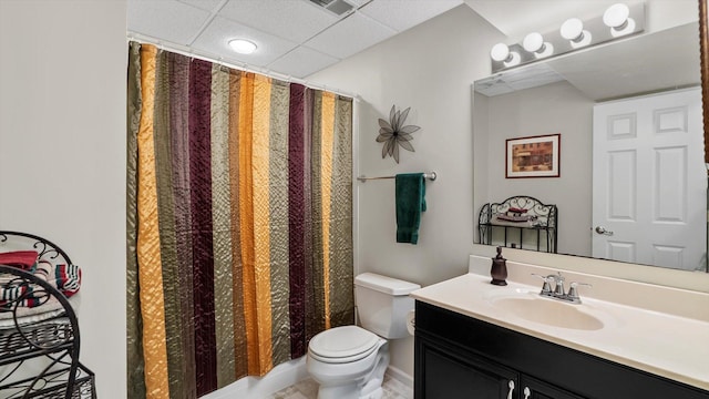 8548 139th St, Savage, MN 55378 - full bath with toilet, vanity, a shower with curtain, and a paneled ceiling