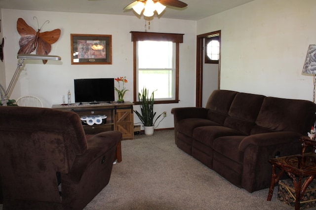 44500 Elmcrest Ave, Fish Lake Twp, MN 55032 - carpeted living room with a ceiling fan