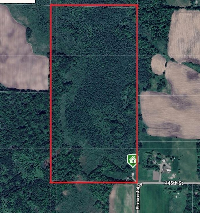 44500 Elmcrest Ave, Fish Lake Twp, MN 55032 - aerial view of property's location featuring property parcel outlined