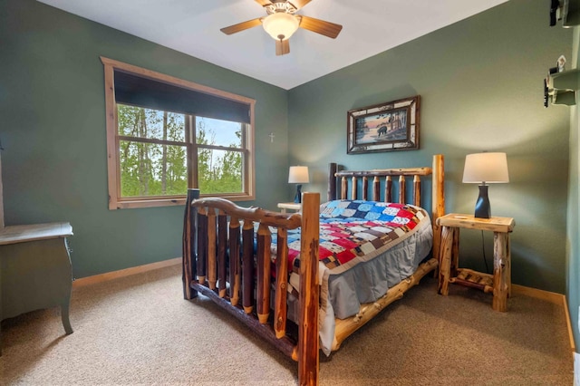 31172 Apache Cir, Breezy Point, MN 56472 - bedroom featuring carpet floors, baseboards, and ceiling fan