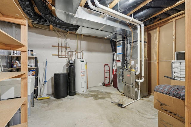 3157 Doneene Ln, Eagan, MN 55121 - unfinished basement with a water softener system, electric water heater, and heating unit