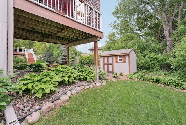 3157 Doneene Ln, Eagan, MN 55121 - view of green lawn featuring stairway and a wooden deck