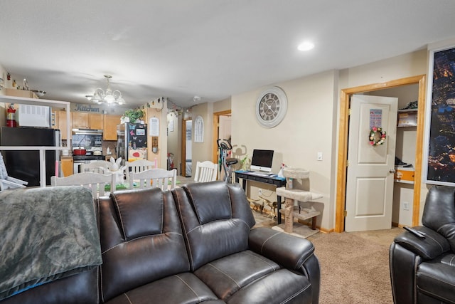 1599 Rice St, Saint Paul, MN 55117 - living room featuring a chandelier and light colored carpet