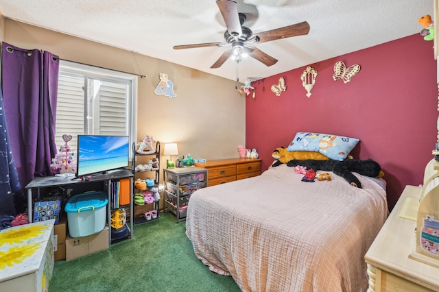 1351 4th St W, Hastings, MN 55033 - bedroom with carpet floors, a ceiling fan, and a textured ceiling