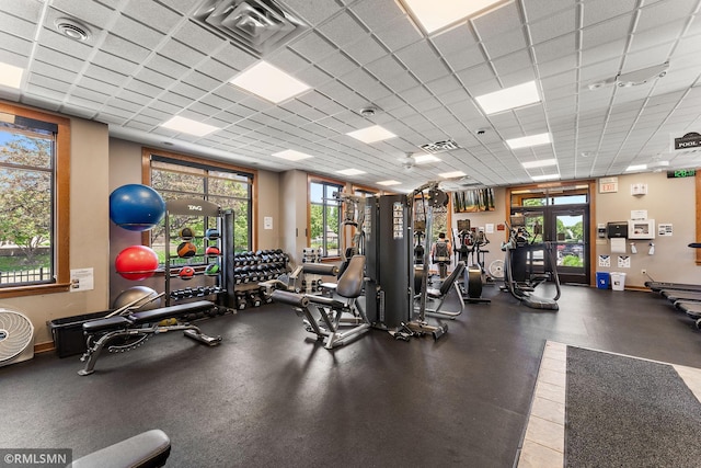 11206 Baltimore St NE Unit A, Blaine, MN 55449 - gym featuring a paneled ceiling