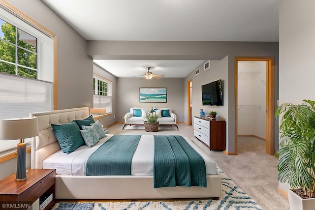 11206 Baltimore St NE Unit A, Blaine, MN 55449 - bedroom with carpet, a spacious closet, baseboards, and a ceiling fan
