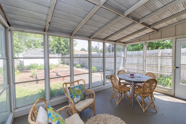 5349 47th Ave S, Minneapolis, MN 55417 - sunroom featuring outdoor dining area, vaulted ceiling, and plenty of natural light