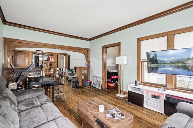 3725 Fremont Ave N, Minneapolis, MN 55412 - living room featuring crown molding and hardwood / wood-style flooring